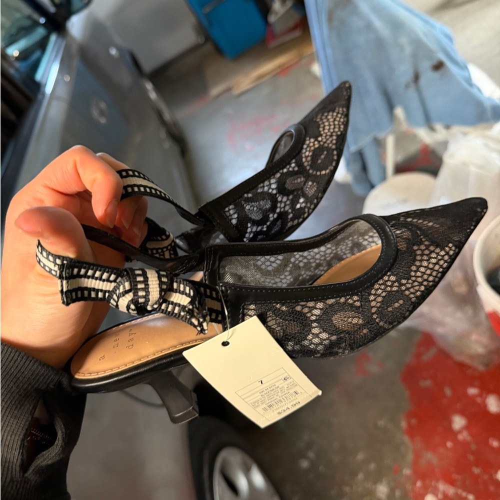 Target Black Lace Heels with Bow Accent